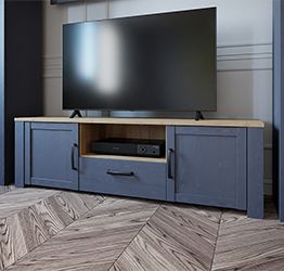 Mobile tv Rovere navy e Rovere riviera, 2 ante 1 cassetto