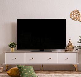 Porta Tv Oslo con 3 ribalte in finitura bianco e oro