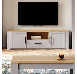 Mobile tv Rovere grigio e Riviera, 2 ante 1 cassetto, L.166 H.51,8