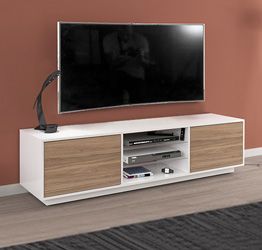 Moderno porta tv con due ante in noce caracalla e bianco lucido