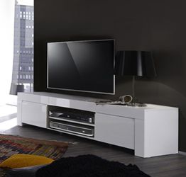Porta TV "Alba" Moderno di Design, Laccato Bianco Lucido