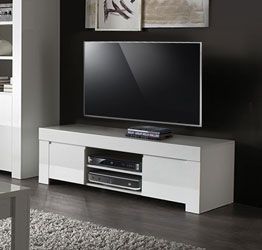 Porta TV "Alba" Moderno di Design, Laccato Bianco Lucido
