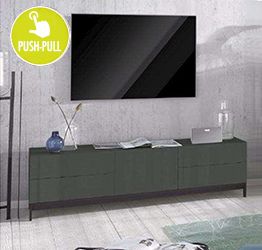 Porta TV di design, 4 cassetti 1 anta in finitura antracite lucido