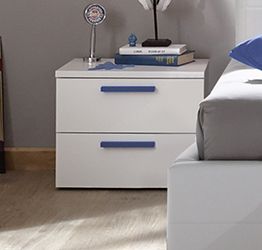 Comodino 2 cassetti con maniglie in legno Blu