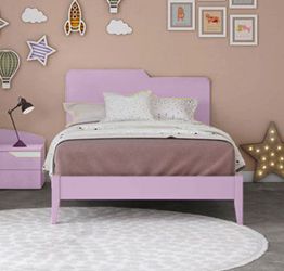 Letto una piazza e mezza Folder con testata in legno, finitura Orchidea