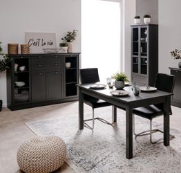 Sala completa in stile scandinavo in finitura grigio antracite 