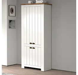 Armadio-scarpiera a 4 ante battenti, 84x200x42 h cm, Bianco opaco e Rovere wotan