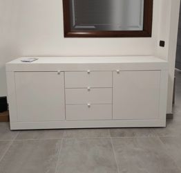 Credenza moderna con cassetti, Bianco Lucido