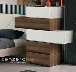 Settimino Bicolor particolare L.115.2 con 5 cassetti di alta qualità in Frassinato bianco e Quercia brown