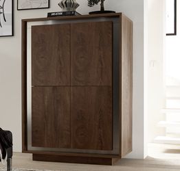 Credenza Moderna, Madia di Design, 4 ante in finitura Cognac