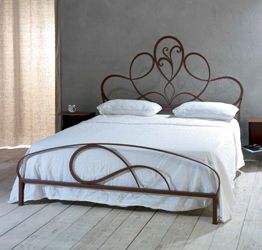 Letto in ferro battuto  Bartok effetto corten, made in Italy