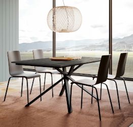 Tavolo di design L.160 allungabile, colore ardesia scura, Made in Italy