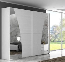 Maxi armadio scorrevole di design Poiana finitura Frassino gesso con specchi