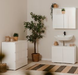 Funzionale Bagno completo con specchio, finitura Bianco lucido 