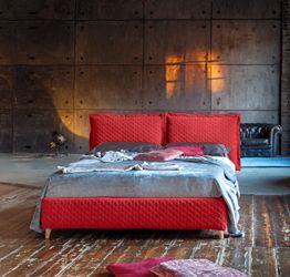 Letto matrimoniale Beatrice qualità Made in Italy, disponibile in 70 finiture, con box contenitore