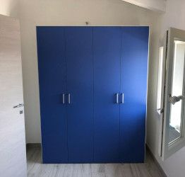 Cameretta completa linea onda blu con letto una piazza e mezza