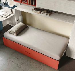 Letto singolo trasformabile a scomparsa, orizzontale, made in Italy