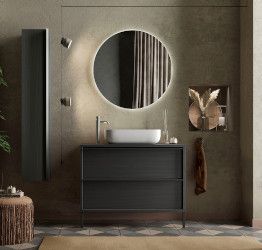 bagno con lavabo incluso nero