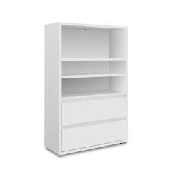 Capiente Libreria moderna con 2 cassetti, finitura Bianco opaco