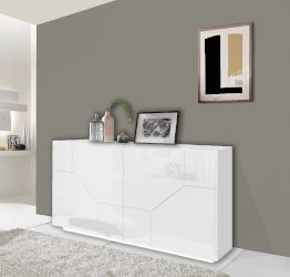 Credenza salvaspazio 4 ante in finitura Bianco lucido 