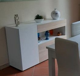 Madia economica colore rovere samoa e bianco lucido