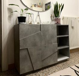 Madia particolare con disegni geometrici, finitura Beton