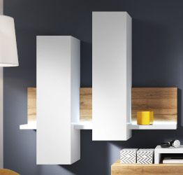 Capiente Modulo porta oggetti, colore bianco opaco e rovere rustico