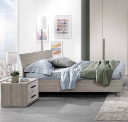 Letto matrimoniale, finitura grigio resina, made in Italy