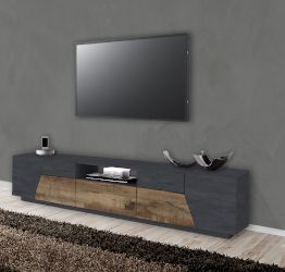 Innovativo Porta TV L.220 cm, colore Pero e Ardesia 