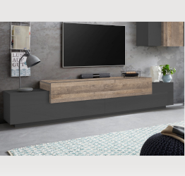 Conveniente Porta TV L.240 cm, finitura Ardesia e Oak