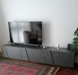 Moderno Mobile porta tv geometrico a 6 ante finitura Ardesia