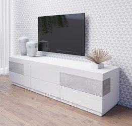 Pratico Porta TV L.206 grigio cemento e bianco lucido 