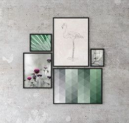 Composizione di design formata da 5 quadri moderni 