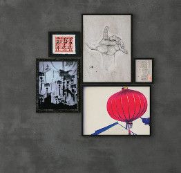 Composizione formata da 5 quadri moderni, stile giapponese