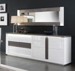 Madia 4 ante, bianco laccato e rovere adamello, made in Italy