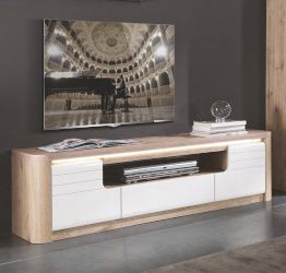 Porta TV bianco laccato e rovere wellington, Made in Italy