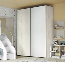 Armadio moderno a 2 ante in finitura Rovere Gesso e Bianco Opaco