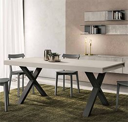 Tavolo moderno allungabile Giglio  in finitura Grigio dorian e struttura Grigio nero opaco