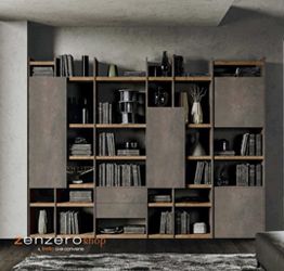 Libreria di alta qualità con finitura in Rovere decapato e Ardesia chiaro