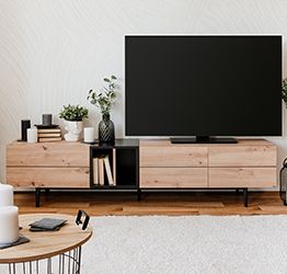 Mobili per Tv Glesborg, Nero carbone e Rovere