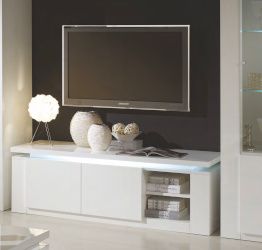 Porta TV, 2 ante bianco lucido, Made in Italy