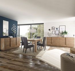 Soggiorno moderno online con tavolo e credenza in finitura Mercure