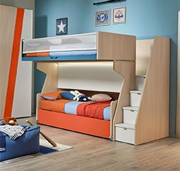 Letto a soppalco con passerella e 3 posti letto, Moretti Compact KC504