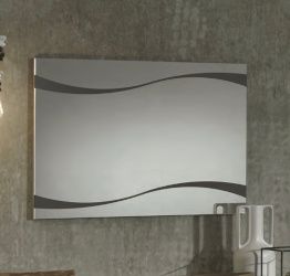 Specchio con serigrafie grigio fango, Made in Italy