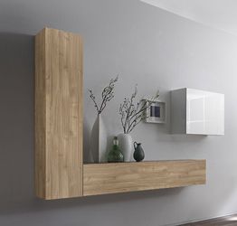 Parete attrezzata moderna di design, finitura cadiz e bianco