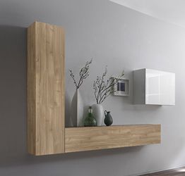 Parete attrezzata moderna di design rovere stelvio, cadiz e bianco