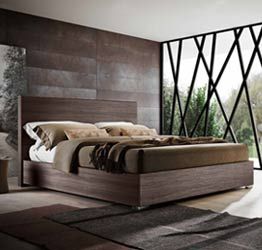 Letto matrimoniale king size 180 x 200 legno, finitura Noce Moro