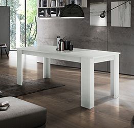 Tavolo moderno per interni, completo di allunga, finitura Larice Bianco L.120