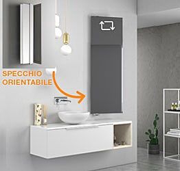 Bagno di design sospeso Bianco, Beige con specchio inclinabile