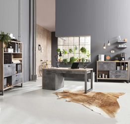 Ufficio completo Industry in finitura Rovere e Grigio smoke